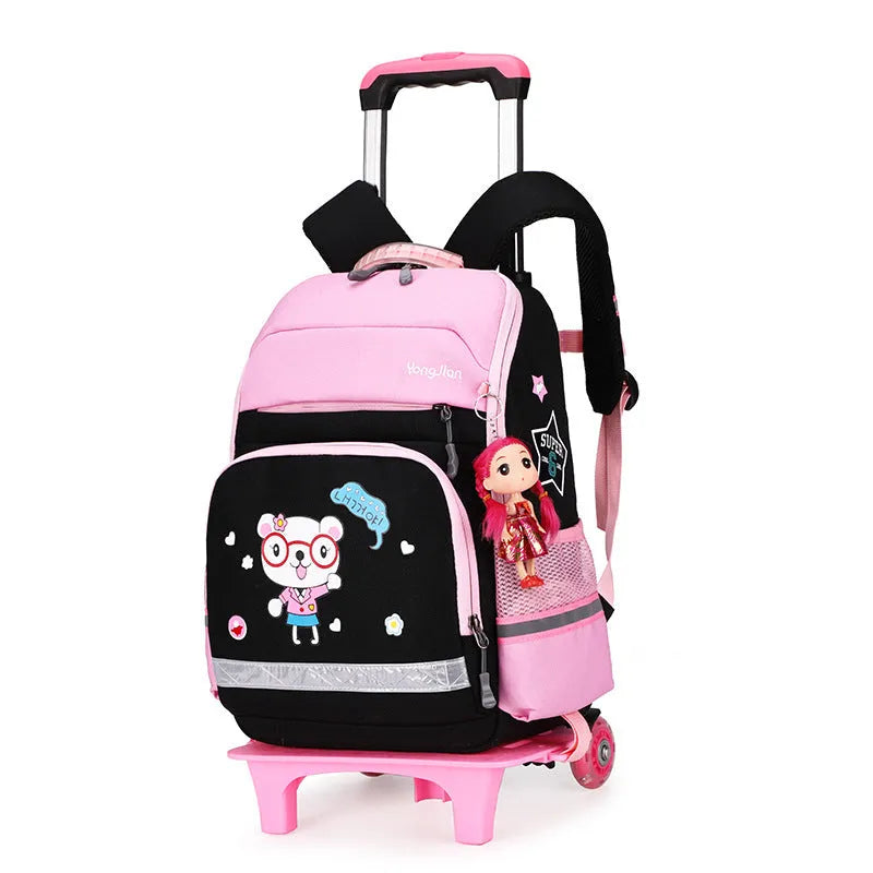 Korean detachable trolley bag for elementary students, Oxford cloth, black, 42cm x 16cm x 32cm