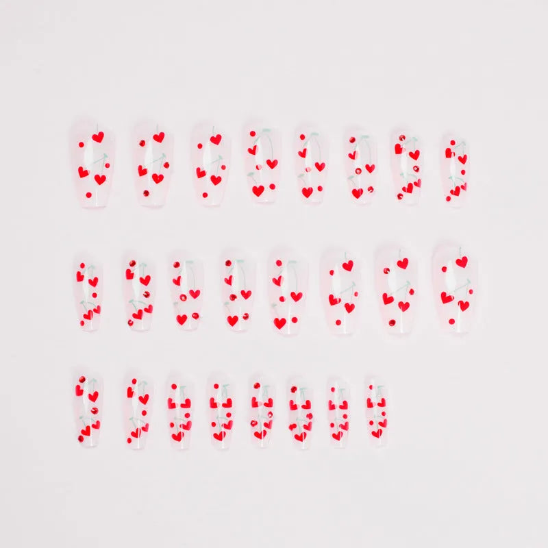 Armour nail art stickers with French love red diamond small cherry design in JP1601 colour