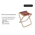 Black aluminium alloy folding stool in outdoor setting, shown in folded and unfolded positions.
