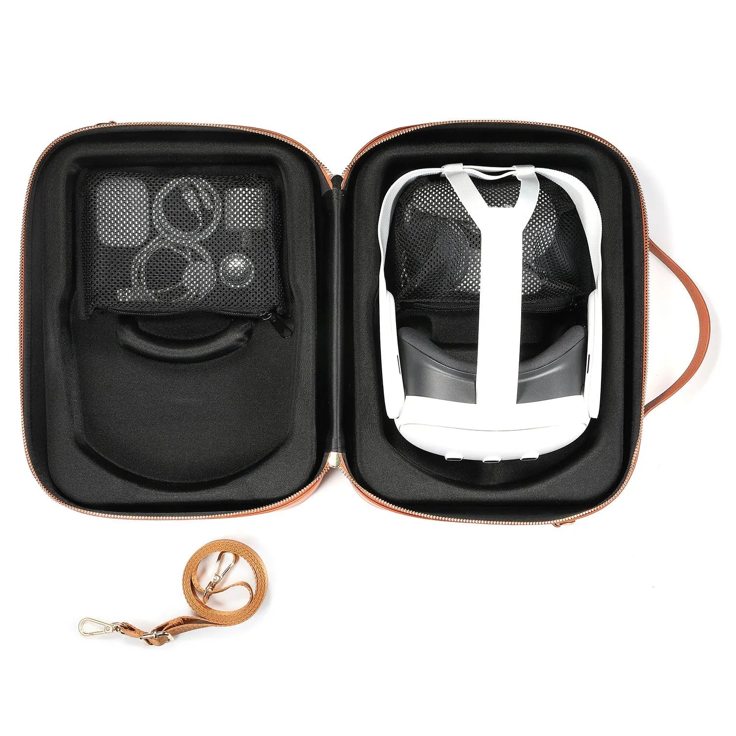 Black superfiber storage box for Apple Vision Pro MR glasses, showing internal dimensions.