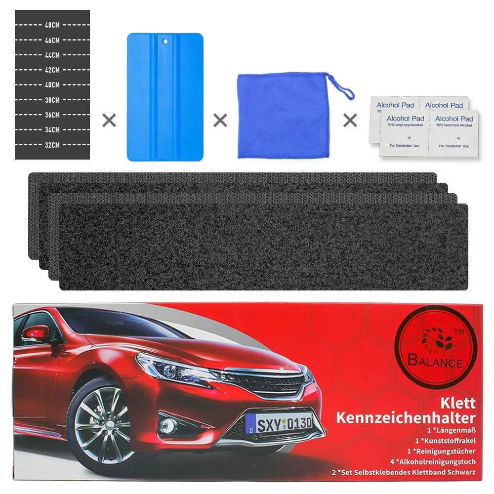 Self-adhesive license plate bracket measuring 100x500mm for car and motorcycle registration plates