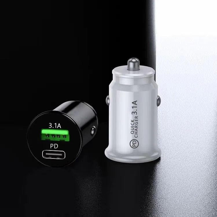 Dual port car charger converter with USB outputs for vehicle cigarette lighter socket in black or white bare metal finish
