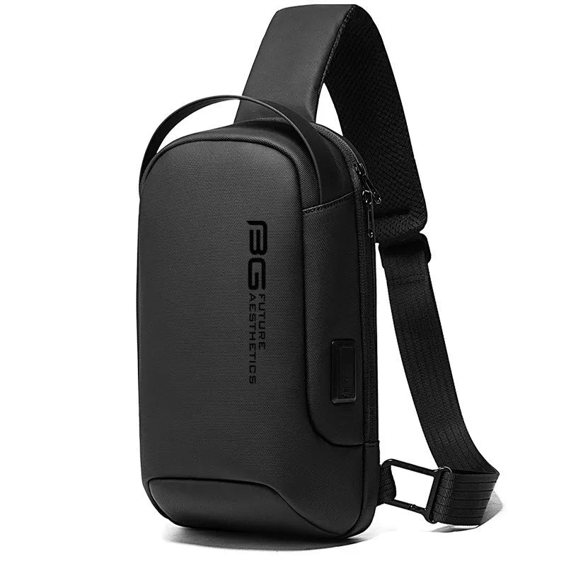 Men's Oxford cloth USB shoulder bag in business style with charging port