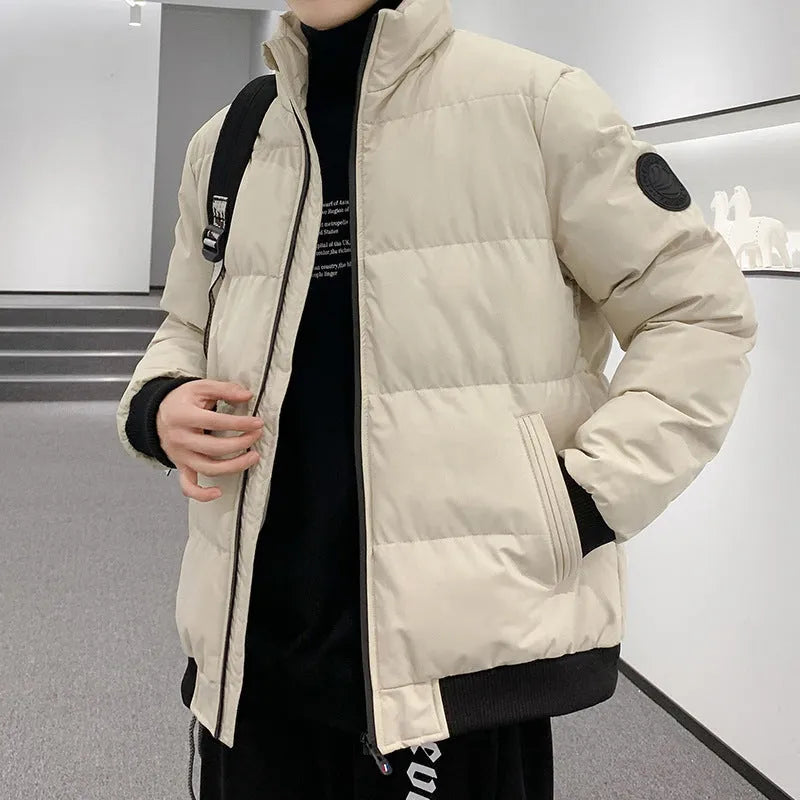 Thick cotton-padded jacket for men loose fit cardigan style polyester lining black colour option