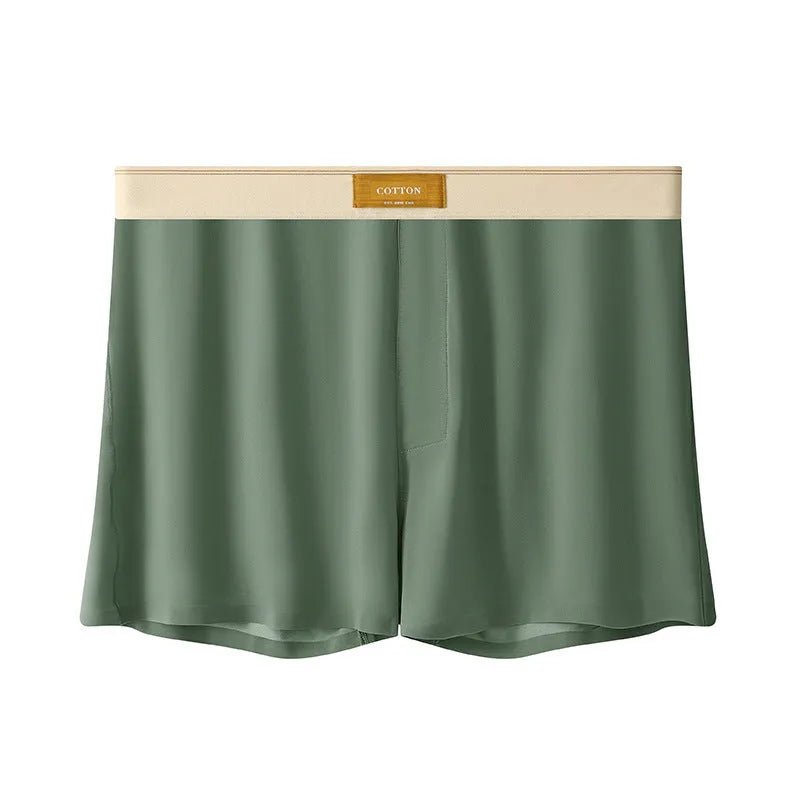Men's loose-fit ice silk underwear in a solid colour on a mid-waist.