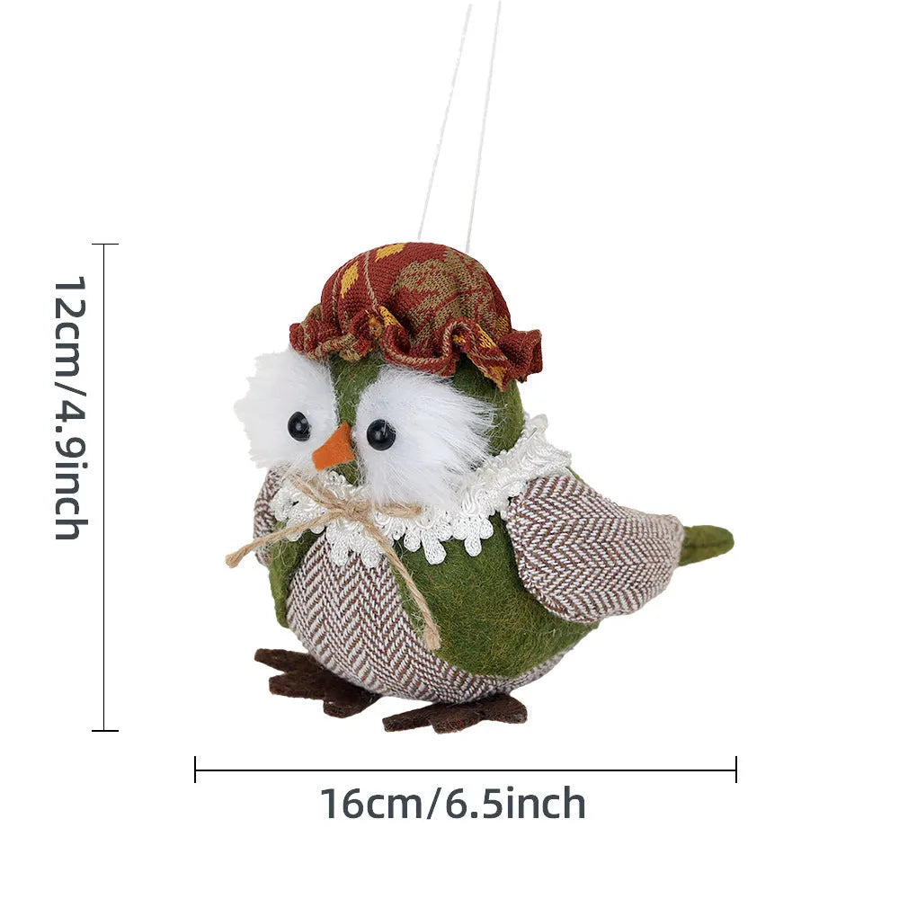 Thanksgiving Day owl harvest bird pendant ornament in orange and green polyester cloth