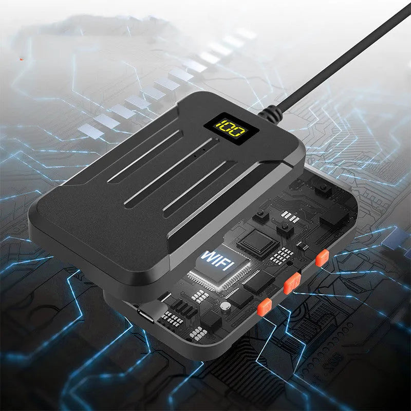 F300 wireless dual lens endoscope with IP68 waterproof probe, magnet, and hook accessories on a table