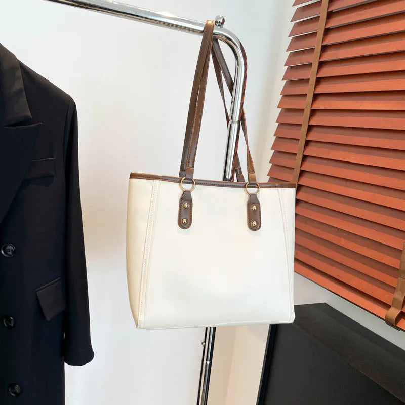 Korean style square shoulder bag in PU leather with crossbody strap and sandwich pockets