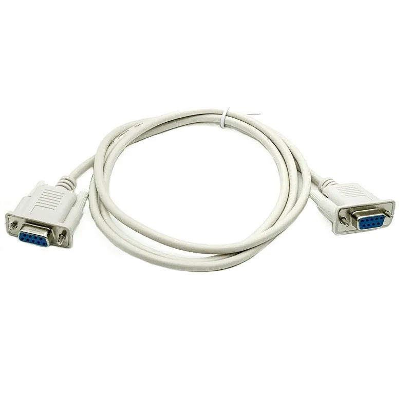Female to female RS232 serial port cable with DB9 connectors in milky white colour, 1.5 metres long