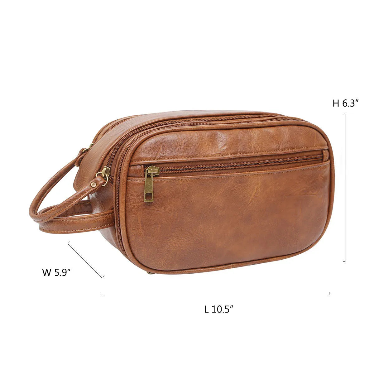 Men's black PU leather toiletries bag for travel storage of grooming essentials