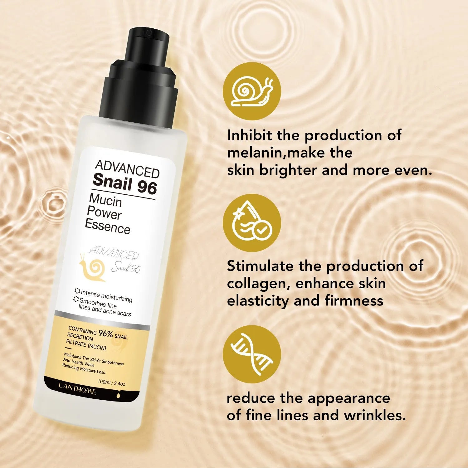100ml bottle of Snail Snail Serum moisturising facial essence.