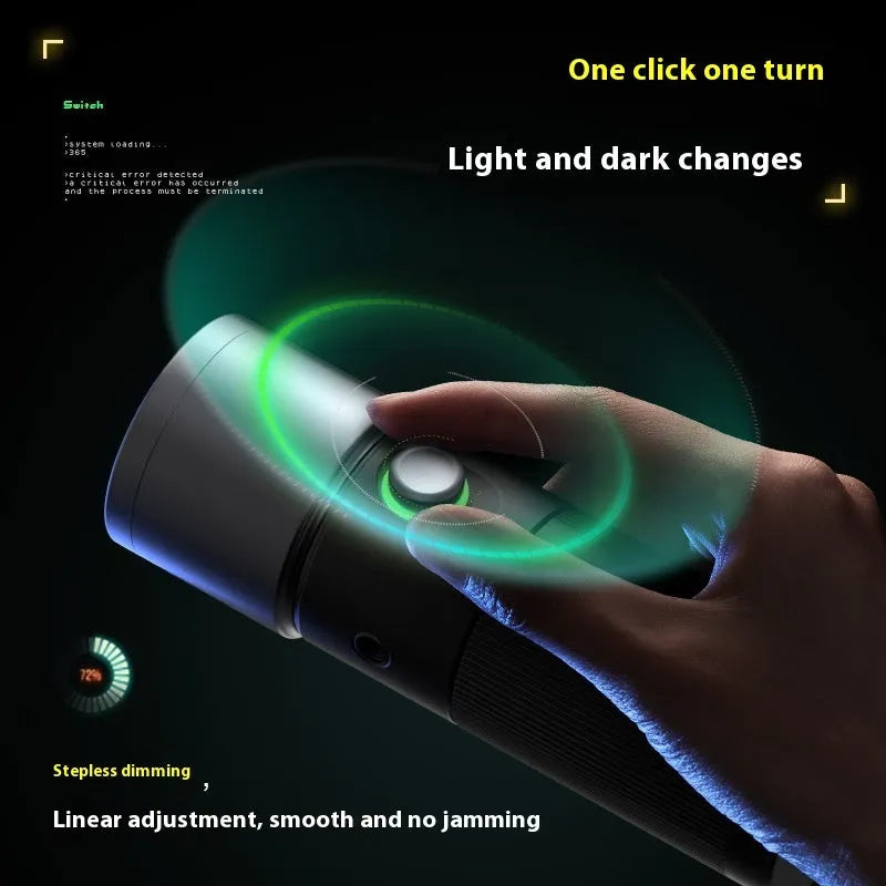 10W handheld LED photography fill light with built-in battery, folding projection cover, and 20 design pieces on a table