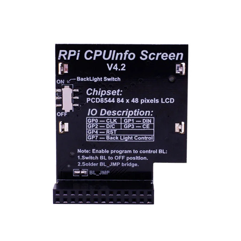 1.6 inch LCD display screen module for Raspberry Pi with CPU info display and backlight switch.
