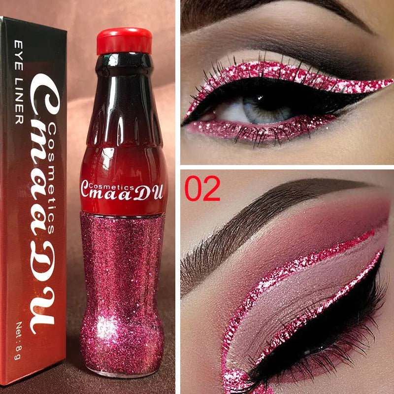 CmaaDu Colour Glitter Liquid Eyeliner in multiple shades, water-resistant liquid glitter formula for precise eye definition