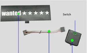 White illuminated Electroluminescent car window sticker kit with driver and cable