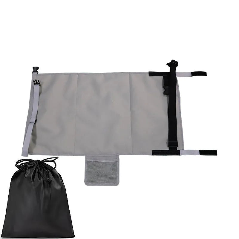 Portable children's aircraft pedal seat extender with optional drawstring pocket in nylon fabric