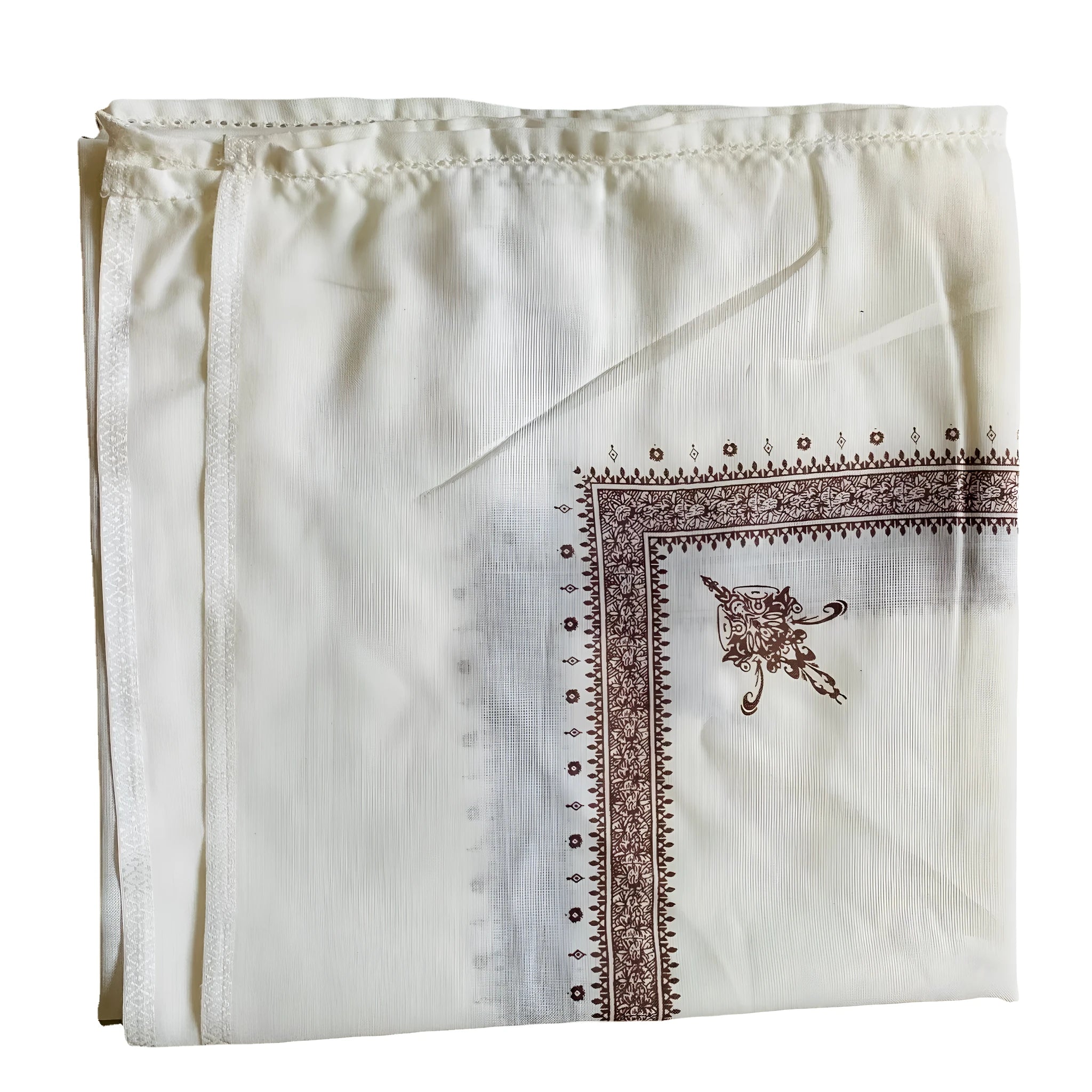 Printed square polyester scarf showing 138cm dimensions and printed pattern design in available colours