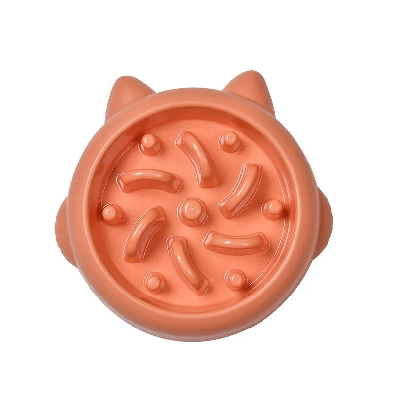 Green PP plastic slow feeder bowl for dogs with bone-shaped obstacles inside