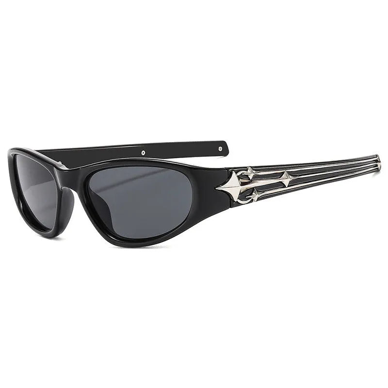 PC frame sports sunglasses with category 3 lenses in black frame blue lens colour option