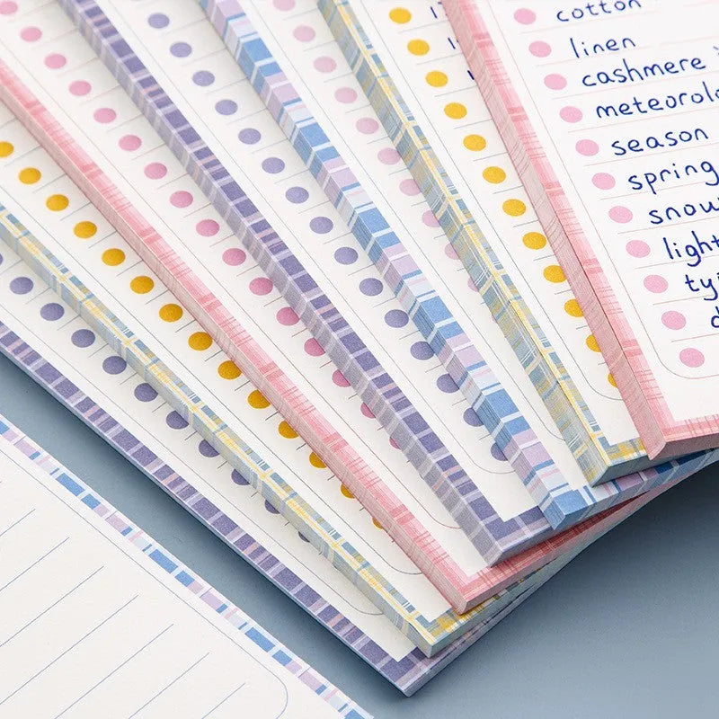 Ins wind notebook open showing 80G lined paper, with purple bear illustrated cover, dimensions 91mm by 256mm.
