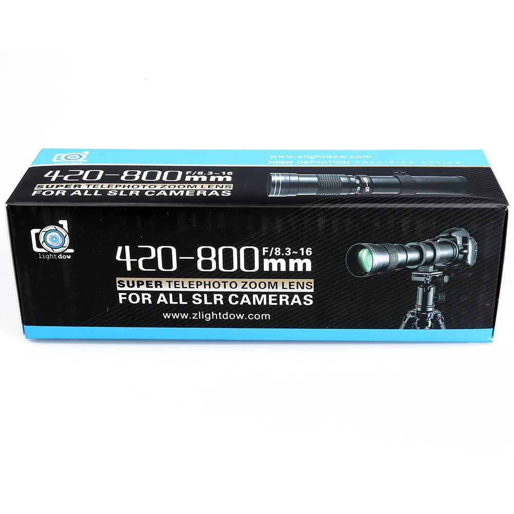 420-800mm manual zoom lens adapter with 67mm filter thread for full-frame cameras
