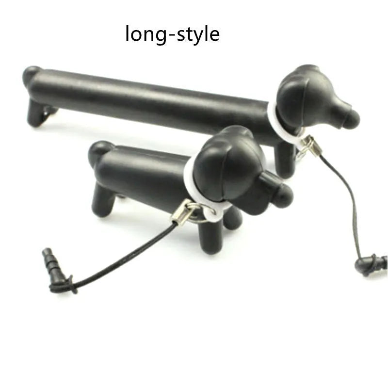 Black dog-shaped touch screen stylus with conductive tip and adjustable length design