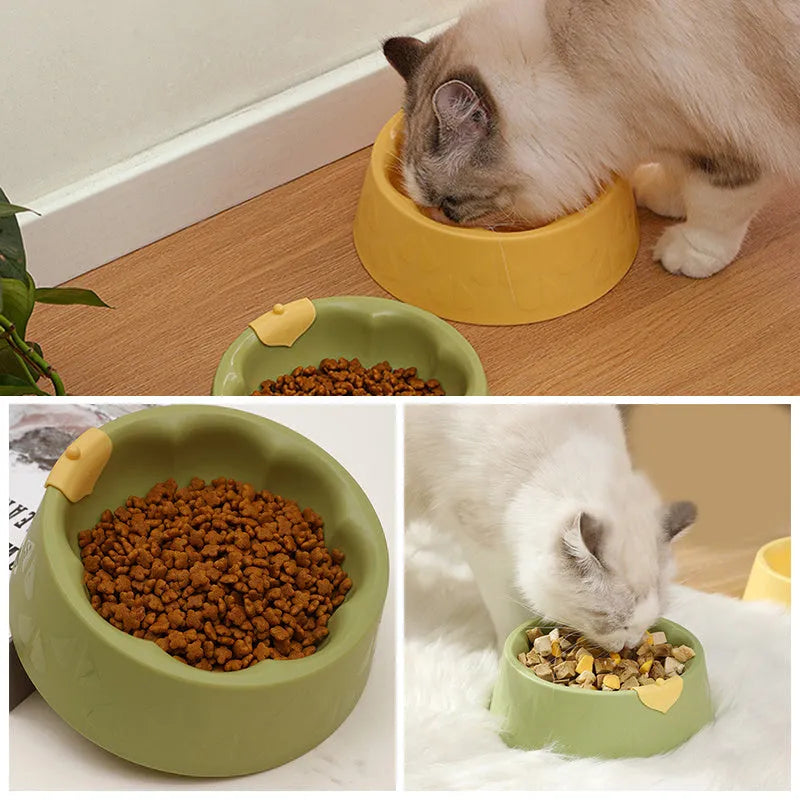 Green plastic anti-tipping pet bowl for cat or dog food and water