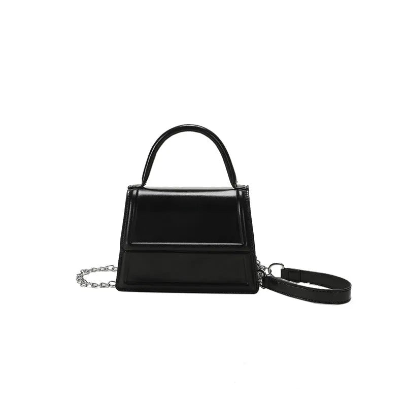 PU retro crossbody bag with horizontal square shape and sewing line details