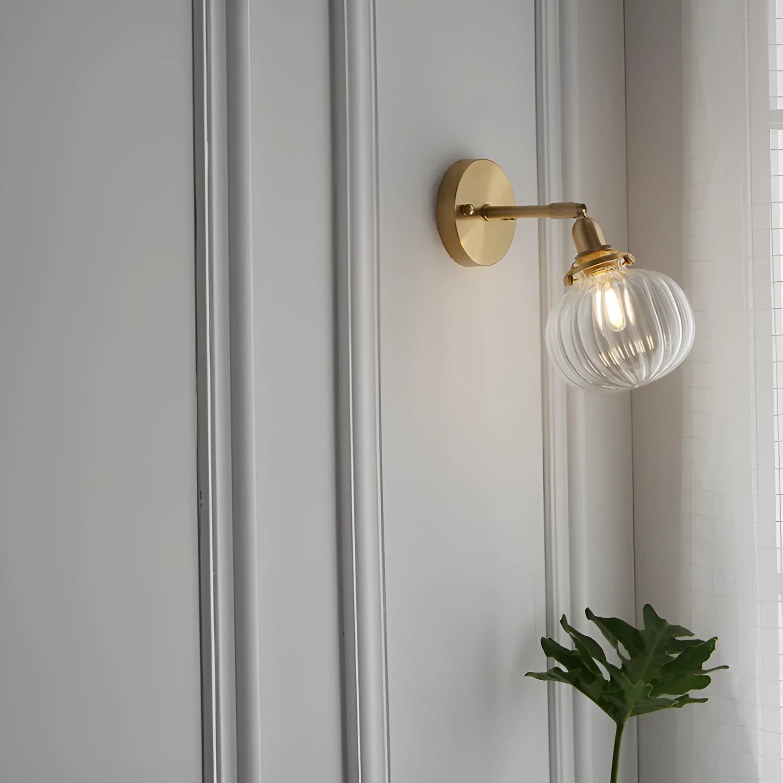 Creative pumpkin-shaped glass wall lamp in water ripple transparent glass design