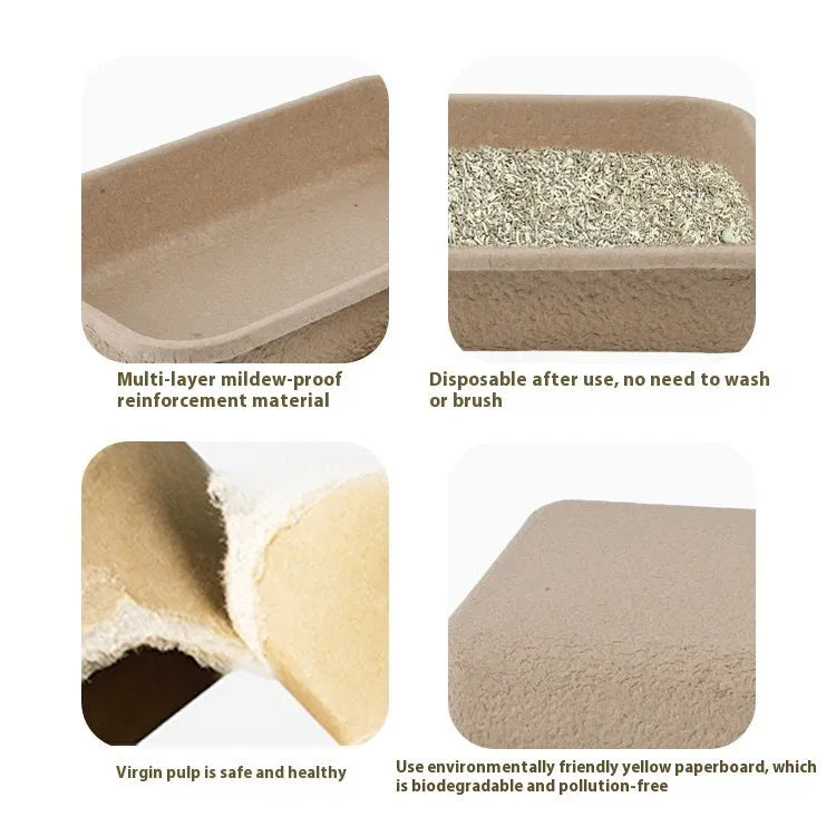 Brown disposable waterproof cat litter box shown in three different size options.