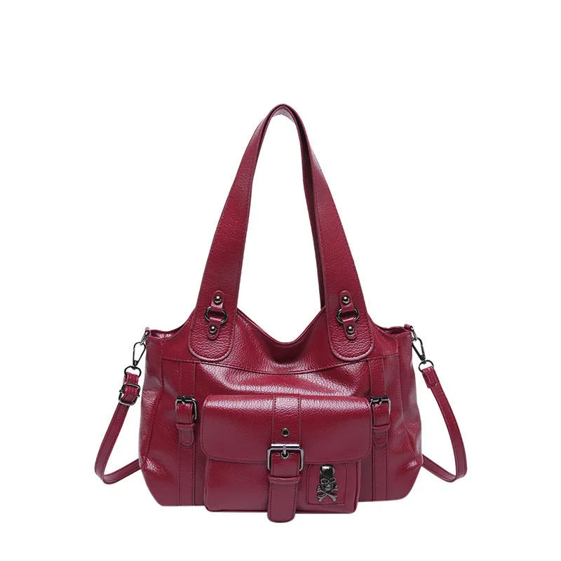 Sentong Qin large capacity horizontal square shoulder bag in PU, black colour option