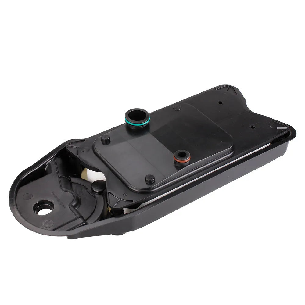 Black automotive crankcase ventilation filter for Ram trucks with 6.7L Cummins diesel engine