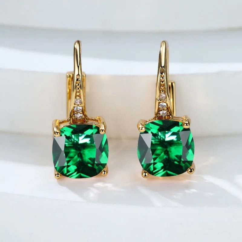 Geometric square colourful moissanite ear clips with electroplated copper construction