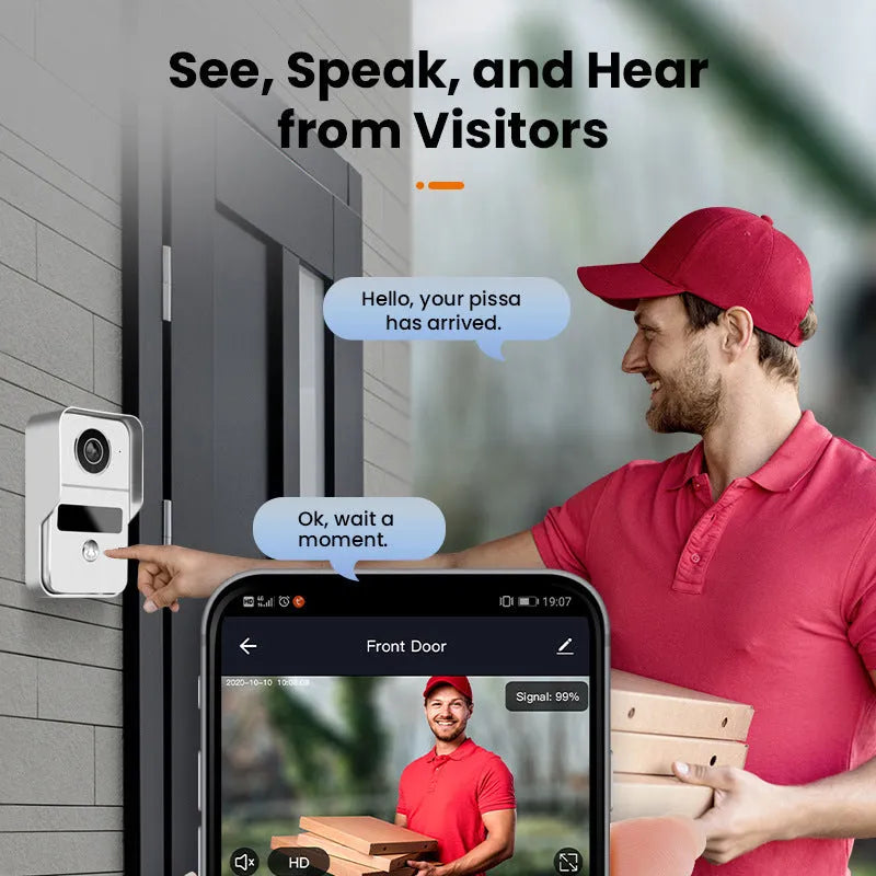 Wireless network video intercom doorbell system with colour HD camera and 10-inch display monitor