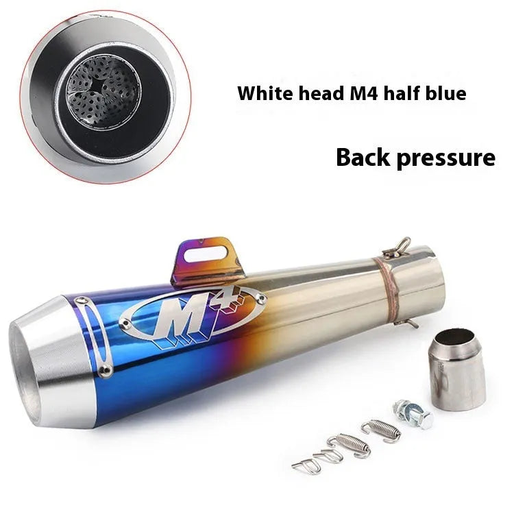 Universal M4 motorcycle exhaust pipe in multiple finish options for large displacement bikes