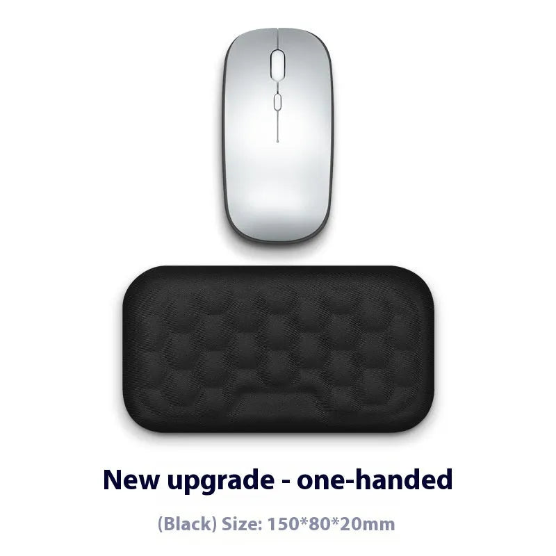 Memory foam computer wrist rest with silicone base in grey cloth cover style