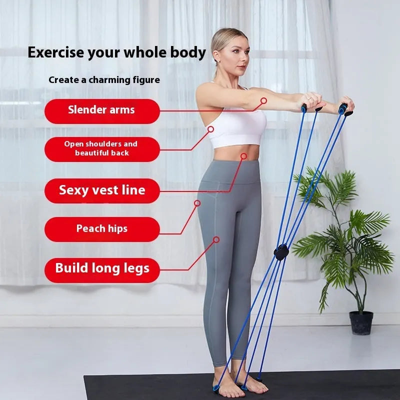 Blue and red eight character puller shoulder fitness tool for female resistance training