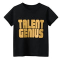 Men's black geometric pattern T-shirt with loose street fashion fit and short sleeves