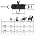 Black Oxford cloth dog harness with leg support and breast strap on medium-sized dog