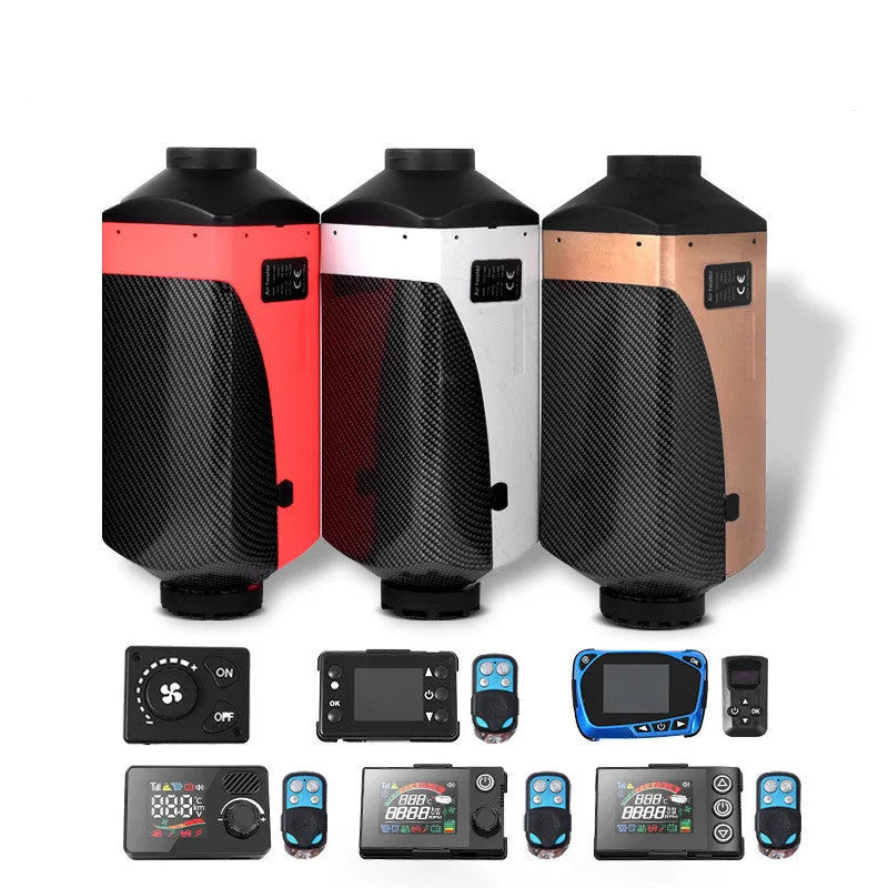 Diesel air heater system with fuel tank and installation components for vehicle cabin heating