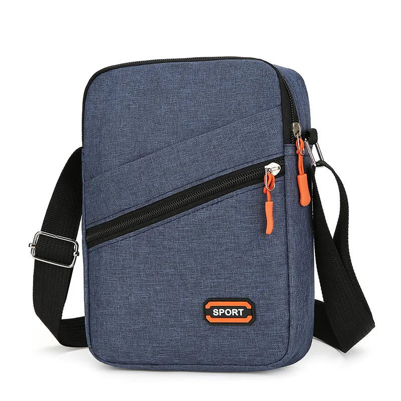 Oxford cloth commuter bag in black, navy blue, or silver grey with contrasting details