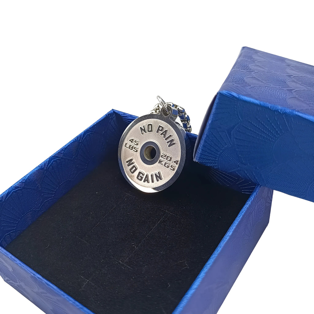Polished stainless steel geometric barbell disk necklace on a choice of 60cm chains.