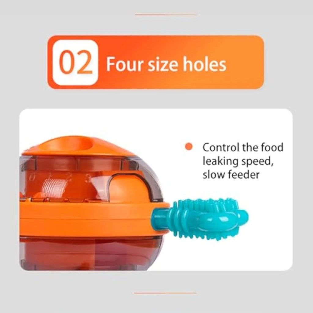Blue interactive dog slow feeder toy with rubber bones for puppies and small medium dogs.