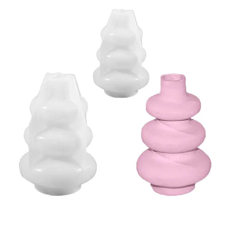 Three layer circle vase silicone mould for resin and decorative plaster casting crafts