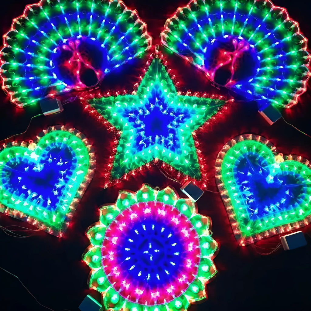 Outdoor Christmas decorative string lights with peacock, love, sunflower and star designs