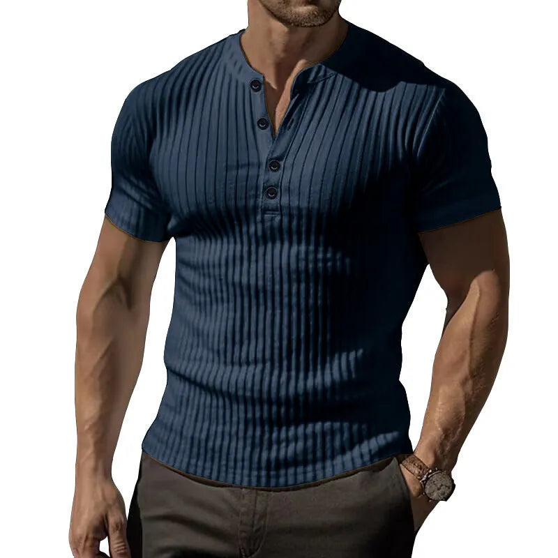 Men's slim-fitting sports T-shirt in polyester with muscle cut design available in multiple solid colours