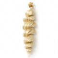 Golden high temperature fibre wig for ladies shown in 18, 20 and 22 inch length options.