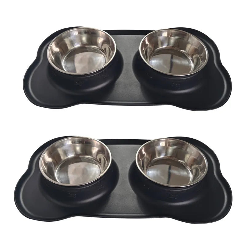 Large silicone double dog bowl with stainless steel insert in multiple colour options