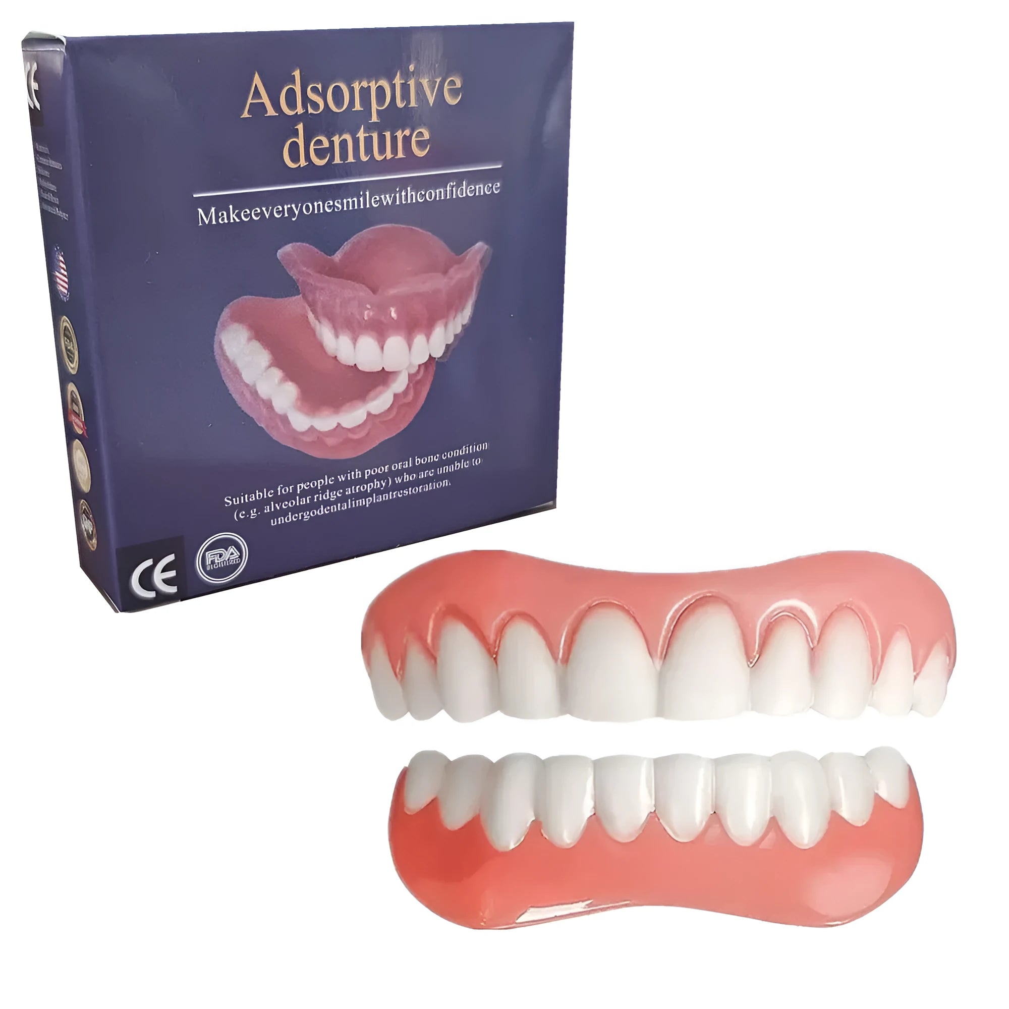 Silicone simulation smile dentures with upper and lower teeth for dental student practice
