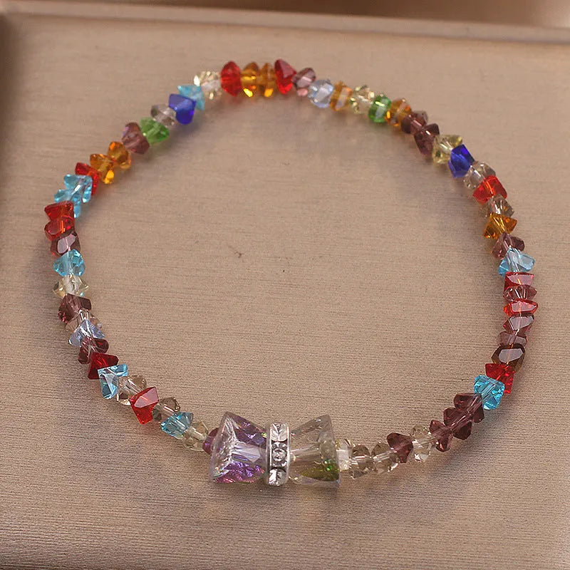 Summer colourful crystal bow bracelet for women, handcrafted ethnic style, available in colour and red options